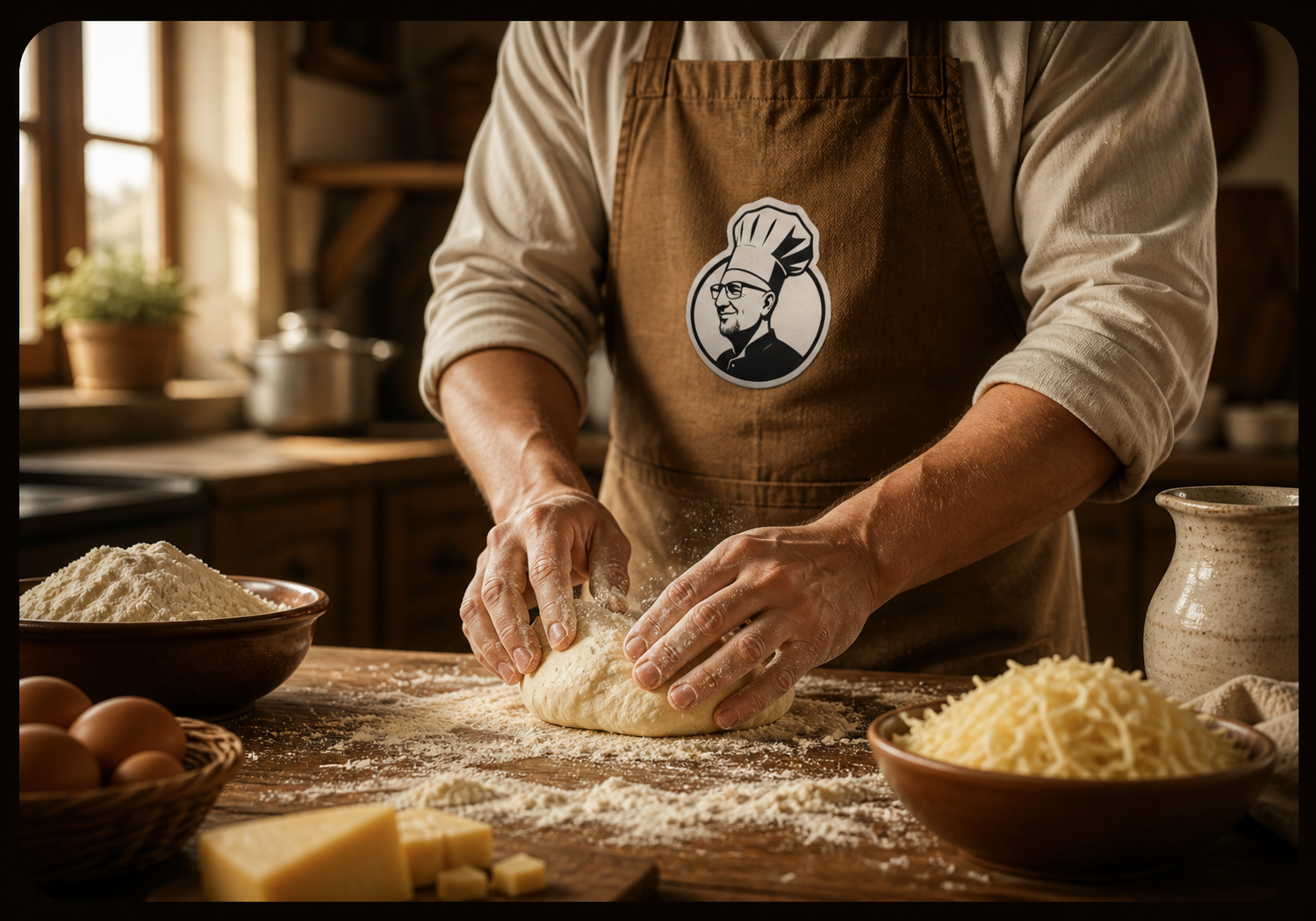 Hands kneading dough